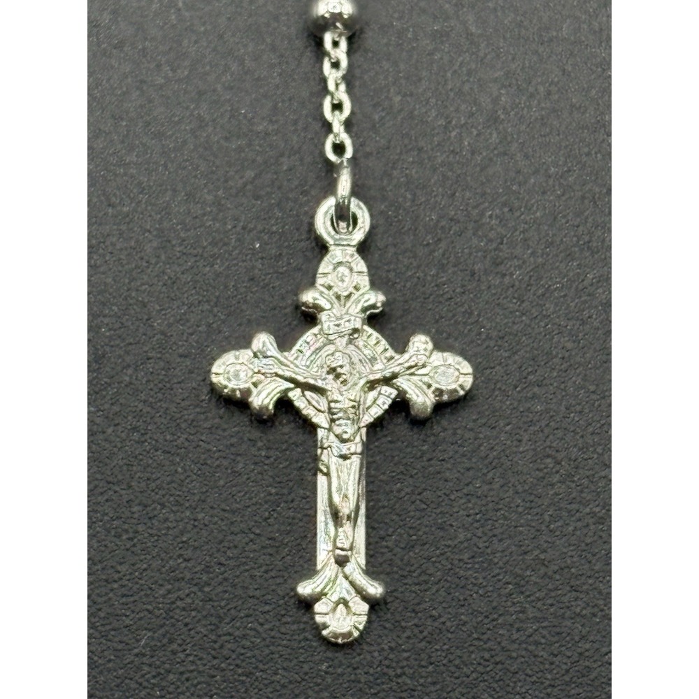 New Condition 24" Sterling Silver Rosary Necklace 6 grams 925